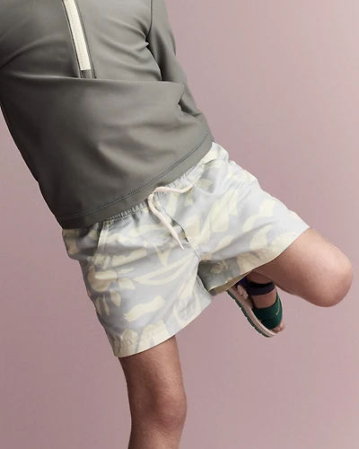 Toddler Boy Tropical Swim Trunks - Sage