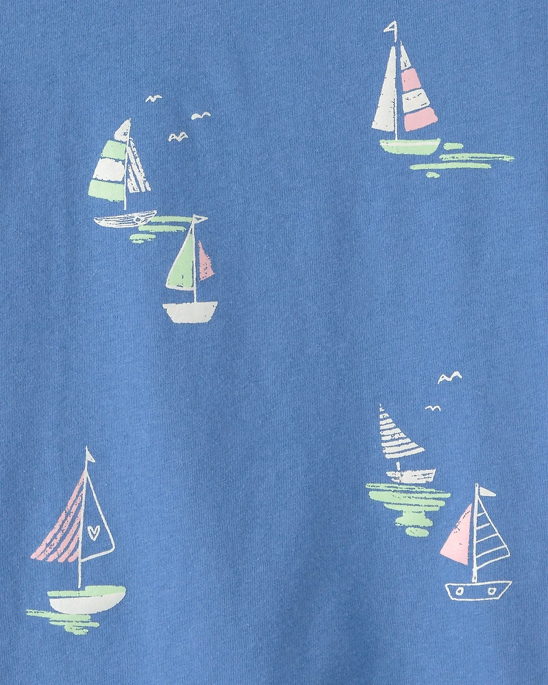 Toddler Girl Sailboat Graphic Tee - Blue