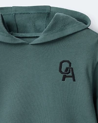Toddler Girl Long-Sleeve Hooded Sweatshirt Dress - Green