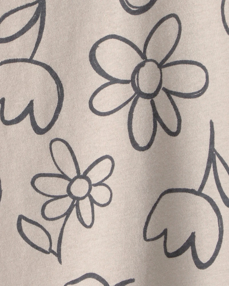 Baby Girl Ladybug Floral Top - Brown