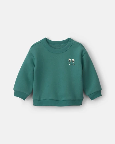 Baby Boy Cozy Monster Fleece Pullover Sweatshirt - Green