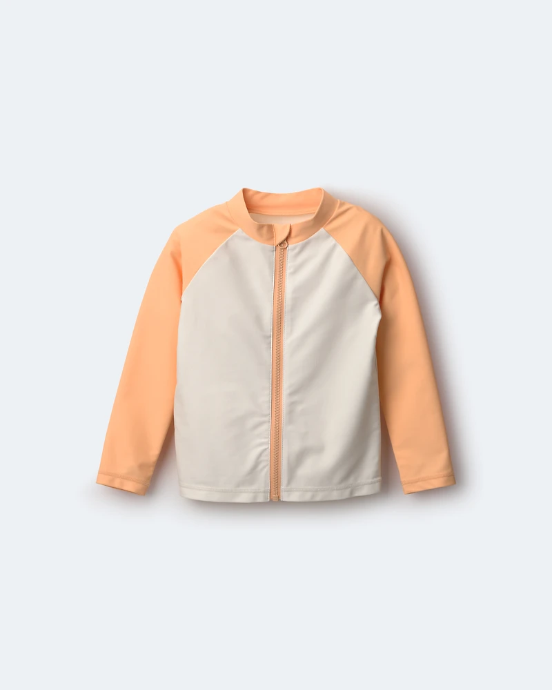 Toddler Boy Full-Zip Long-Sleeve Rashguard - Light Orange