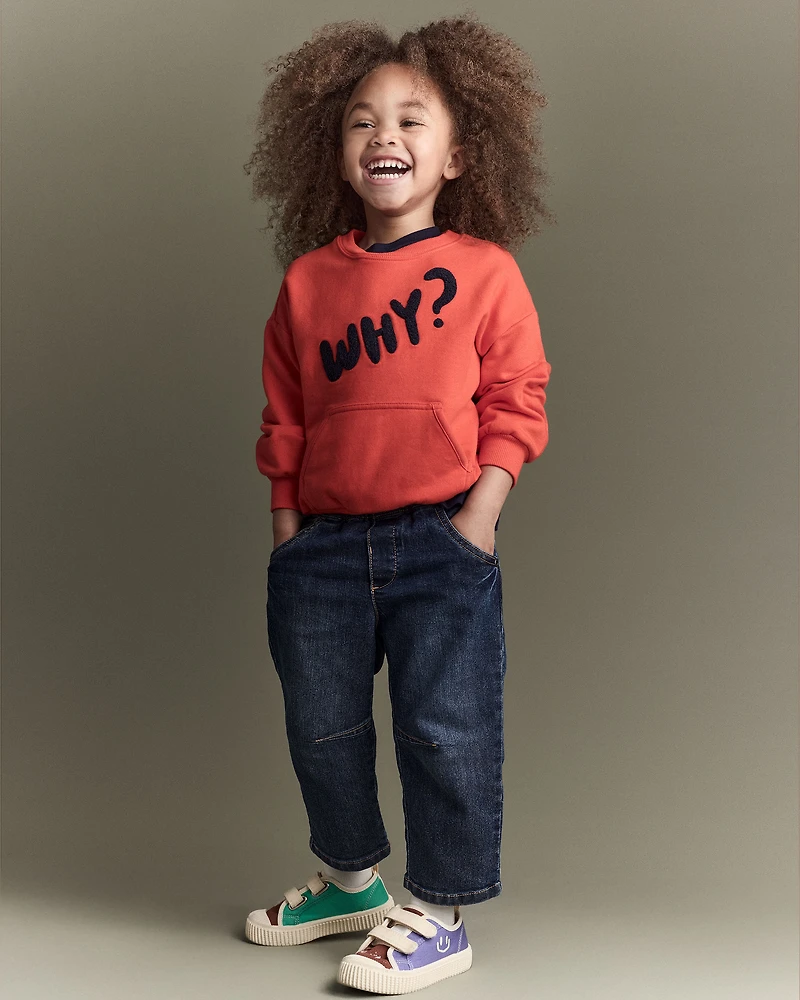 Toddler Why? Graphic Pullover Sweatshirt - Orange