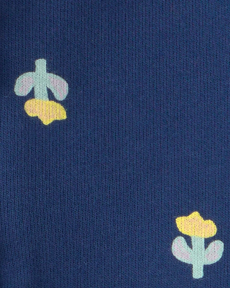 Baby Girl Floral French Terry Zip-Up Hoodie - Blue