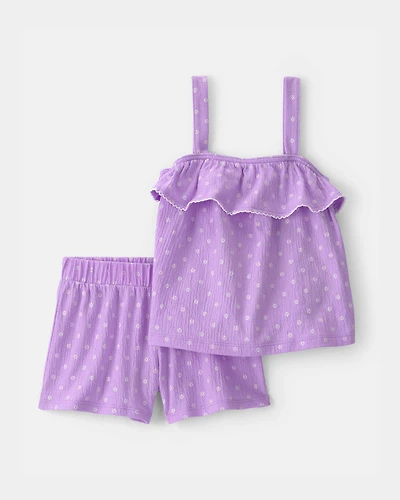 Toddler Girl 2-Piece Ruffle Tank Top & Short Set - Purple