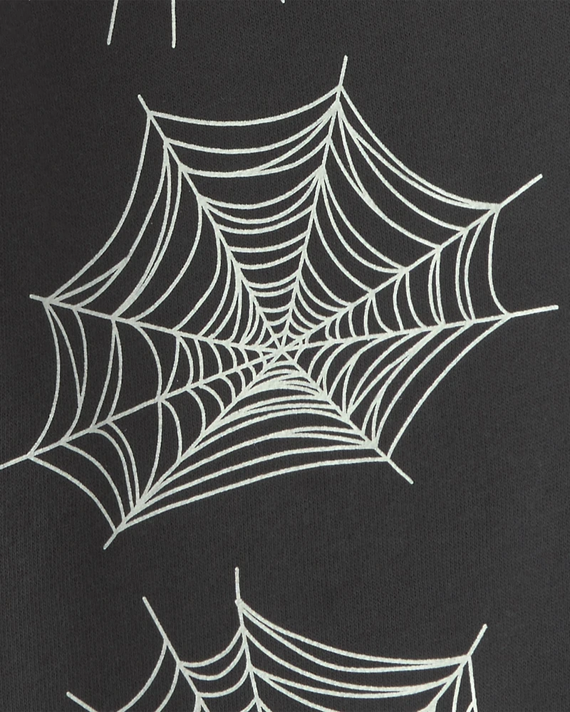 Boys 'Trick Or Treat' Spider Web Halloween French Terry Joggers - Black