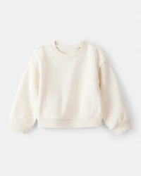 Toddler Girl Long-Sleeve Pullover Sweatshirt - White