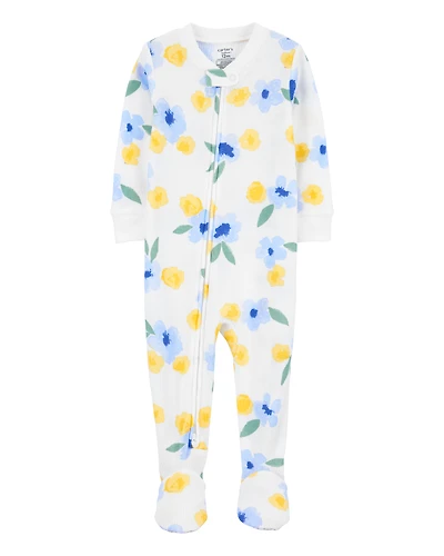 Toddler Girl Floral Waffle Knit Footie 1-Piece Pyjamas