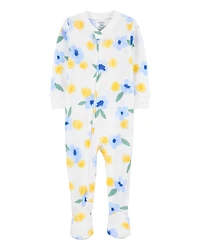 Toddler Girl Floral Waffle Knit Footie 1-Piece Pyjamas