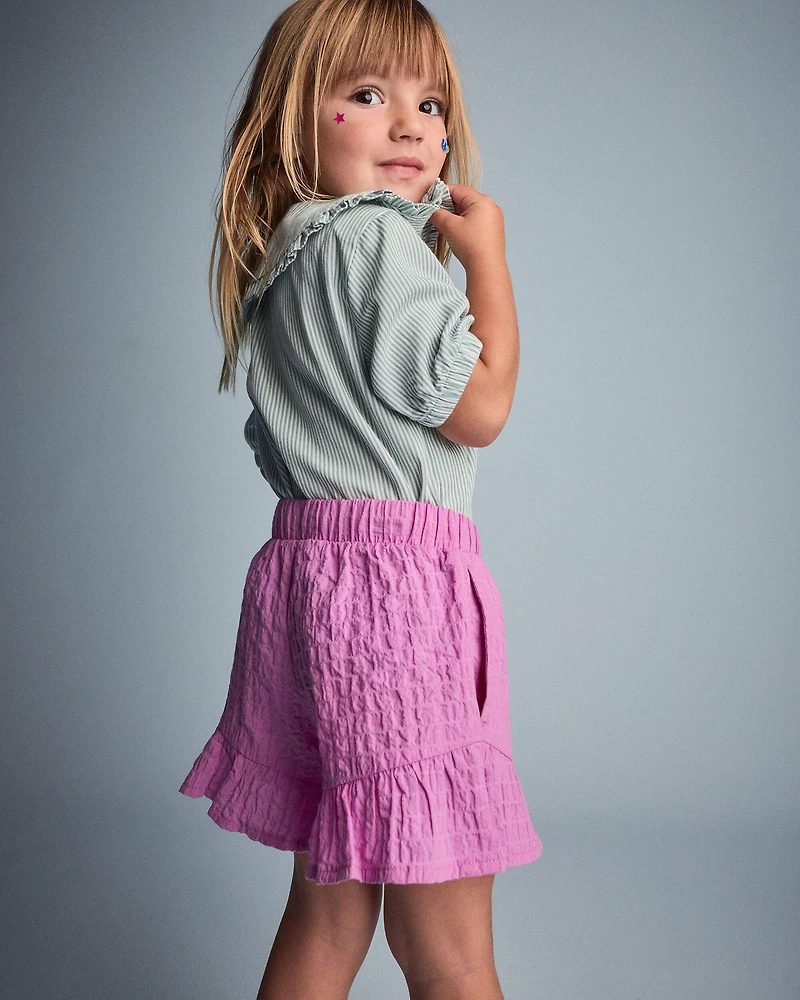 Toddler Girl Ruffle Butterfly Shorts - Purple