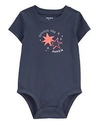 Baby Sparkle Like Auntie Short-Sleeve Bodysuit - Grey