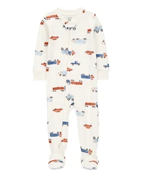 Toddler Boy 1-Piece Car Print 100% Snug Fit Cotton Footie Pyjamas