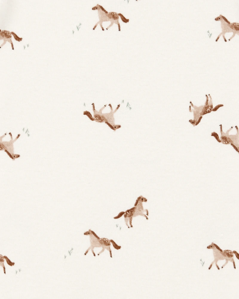 Baby Girl 5-Pack Floral Horses Short-Sleeve Cotton Bodysuits