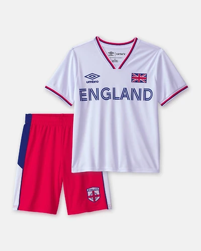 Kids 2-Piece Umbro England Soccer Jersey & Short Set - Red/Blue/White