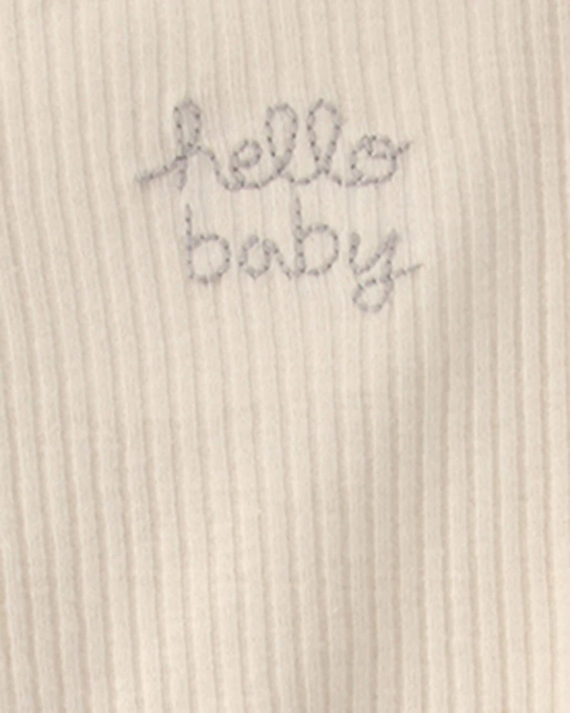 Baby Hello Baby' Cotton Sleeper - Cream