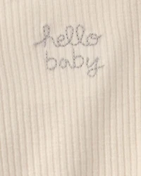 Baby Hello Baby' Cotton Sleeper - Cream