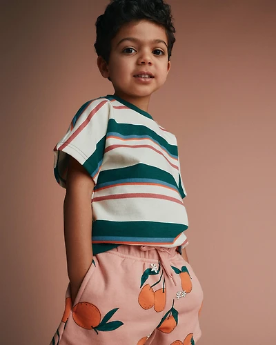 Toddler Dolman Tee Stripes - Green/Cream