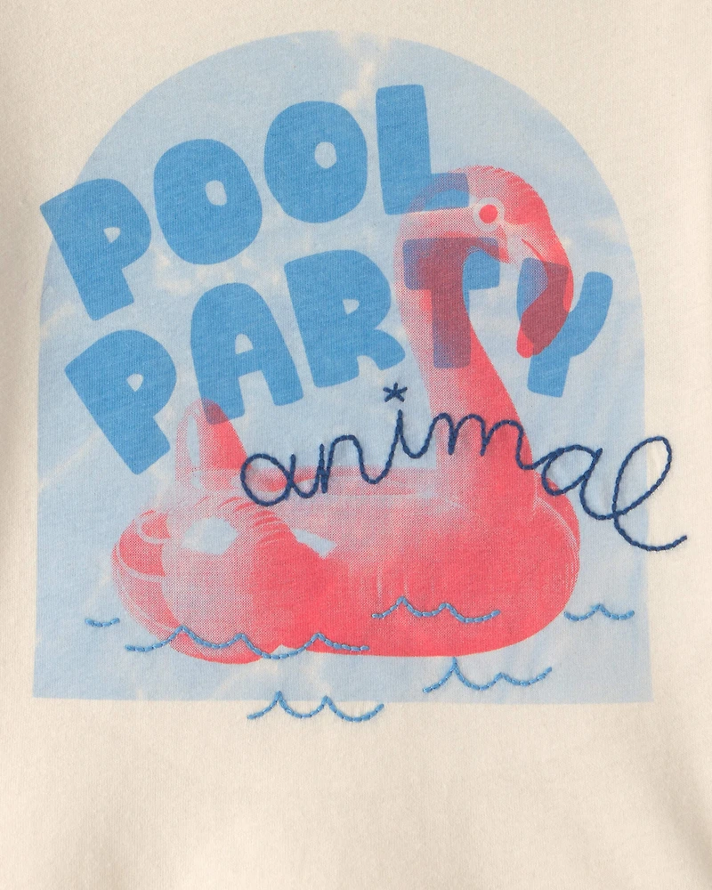 Baby Boy 'Pool Party Animal' Flamingo Graphic Tee - Cream