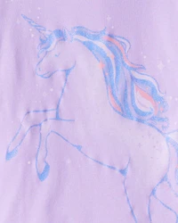 Girls Unicorn Print 100% Cotton Long-Sleeve 4-Piece Pyjamas - Purple