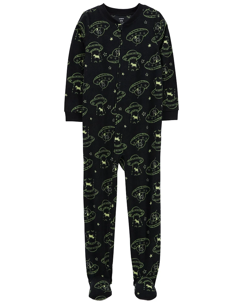Kid 1-Piece Space Cow Fleece Footie Pyjamas
