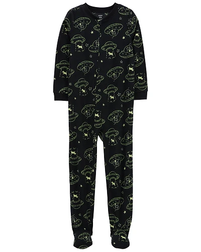 Kid 1-Piece Space Cow Fleece Footie Pyjamas