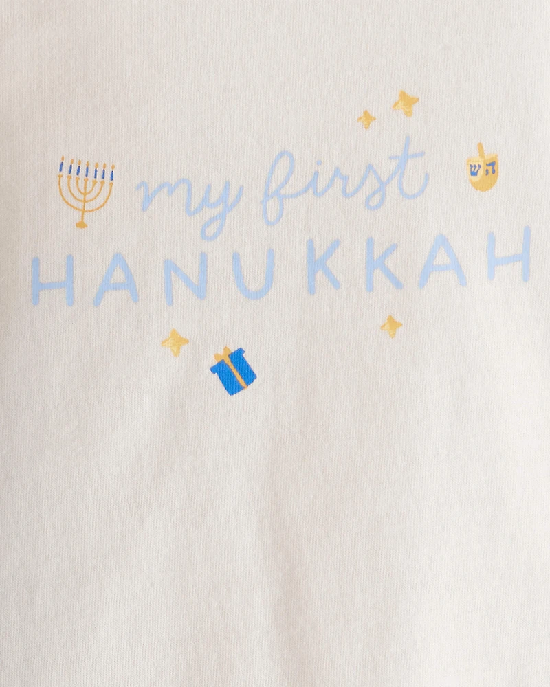Baby 2-Piece My First Hanukkah Long-Sleeve Bodysuit & Pant Set - Ivory/Blue