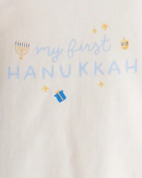 Baby 2-Piece My First Hanukkah Long-Sleeve Bodysuit & Pant Set - Ivory/Blue