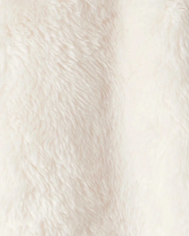 Baby Sherpa Hooded Long-Sleeve Jumpsuit - White