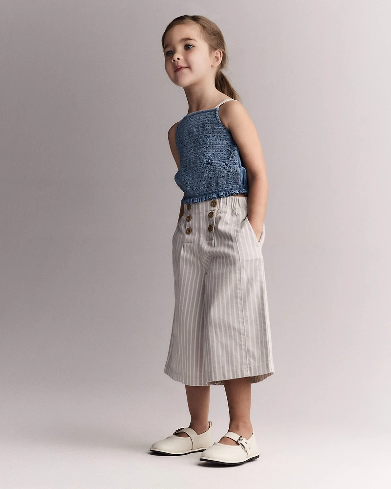 Toddler Girl Smocked Peplum Top Chambray