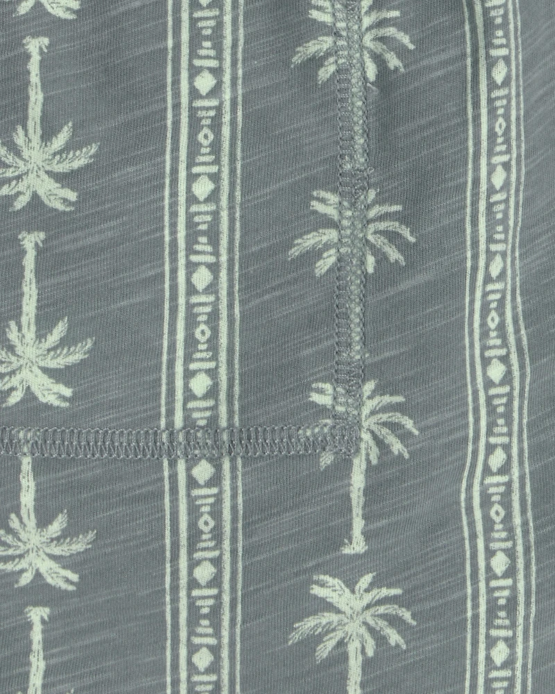 Boys Palm Tree Knit Shorts - Grey/Green