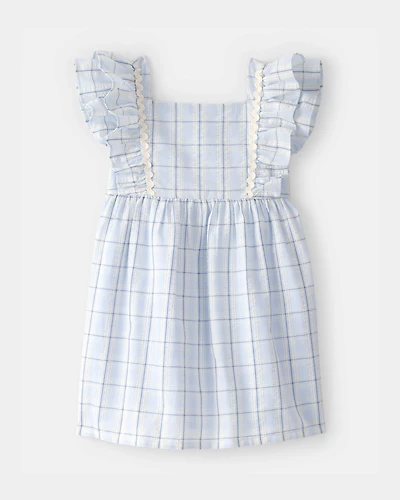 Toddler Girl Ruffle-Sleeve Plaid Dress - Blue