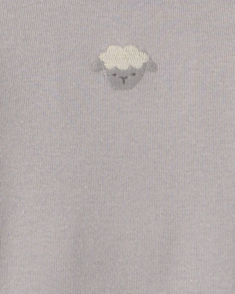 Baby 6-Pack Sheep Long-Sleeve Bodysuits - Grey/White