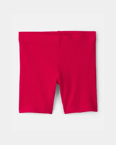 Toddler Girl Fourth Of July Ribbed Bike Shorts - Red