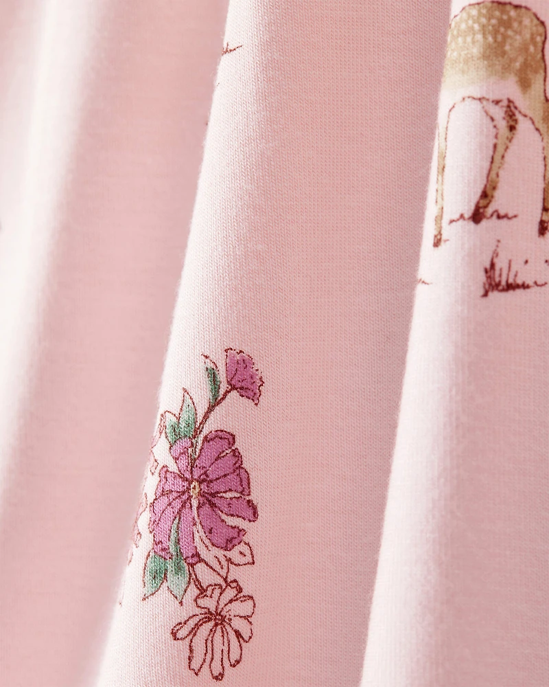 Baby Girl 2-Pack Deer & Floral Print PurelySoft Pull-On Pants - Red/Pink