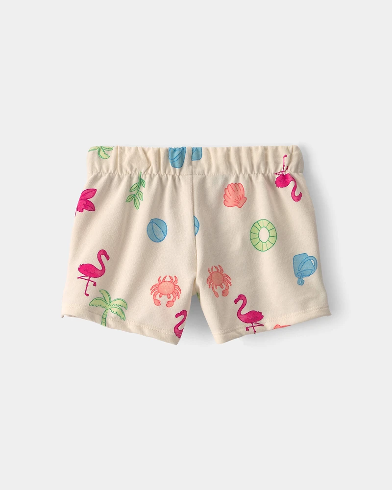 Baby Girl Beach French Terry Shorts - Cream