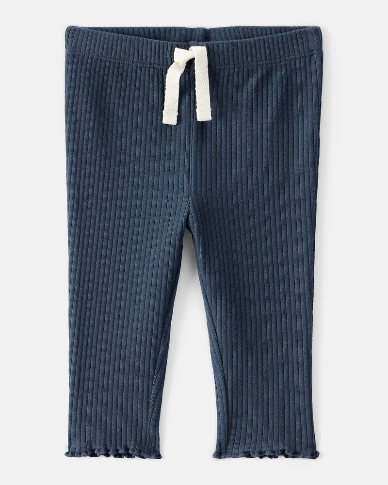 Baby Girl Cotton Pull-On Pants - Navy Blue