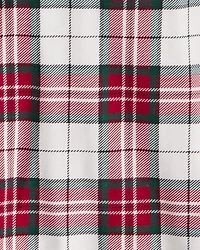 Kid Plaid Print 100% Cotton Long-Sleeve Snug Fit 2-Piece Pajamas - Red/Green