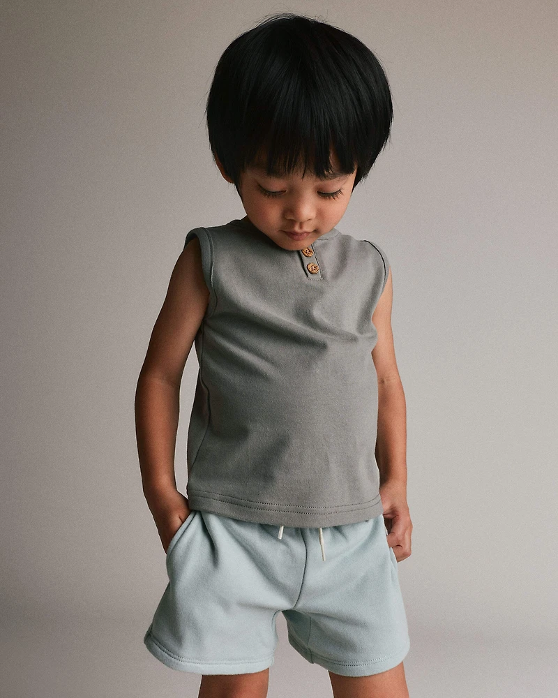 Toddler Boy Henley Tank - Sage