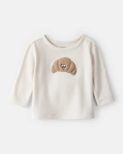 Baby Boy Croissant Long-Sleeve Tee - White