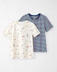 Kid 2-Pack Organic Cotton Coastal Knit Tees