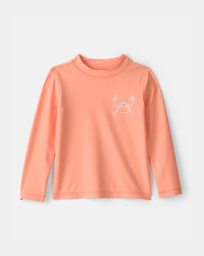 Toddler Boy Crab Solid Long-Sleeve Rashguard - Orange