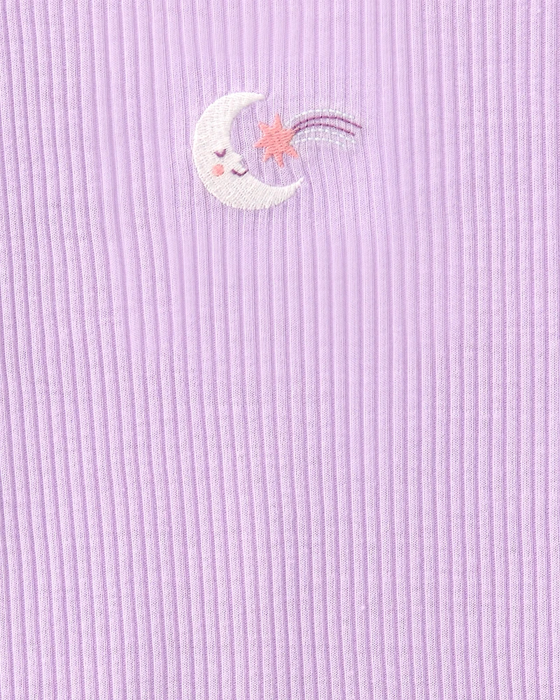 Girls Moon Rib Loose Fit 2-Piece Pyjama Set - Purple