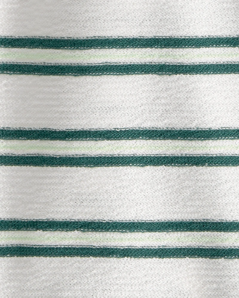 Baby Boy Pickleball Stripe Short-Sleeve Romper - Green/White
