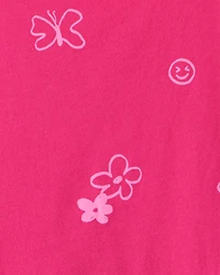 Girls Doodle Print Long-Sleeve Dress - Pink