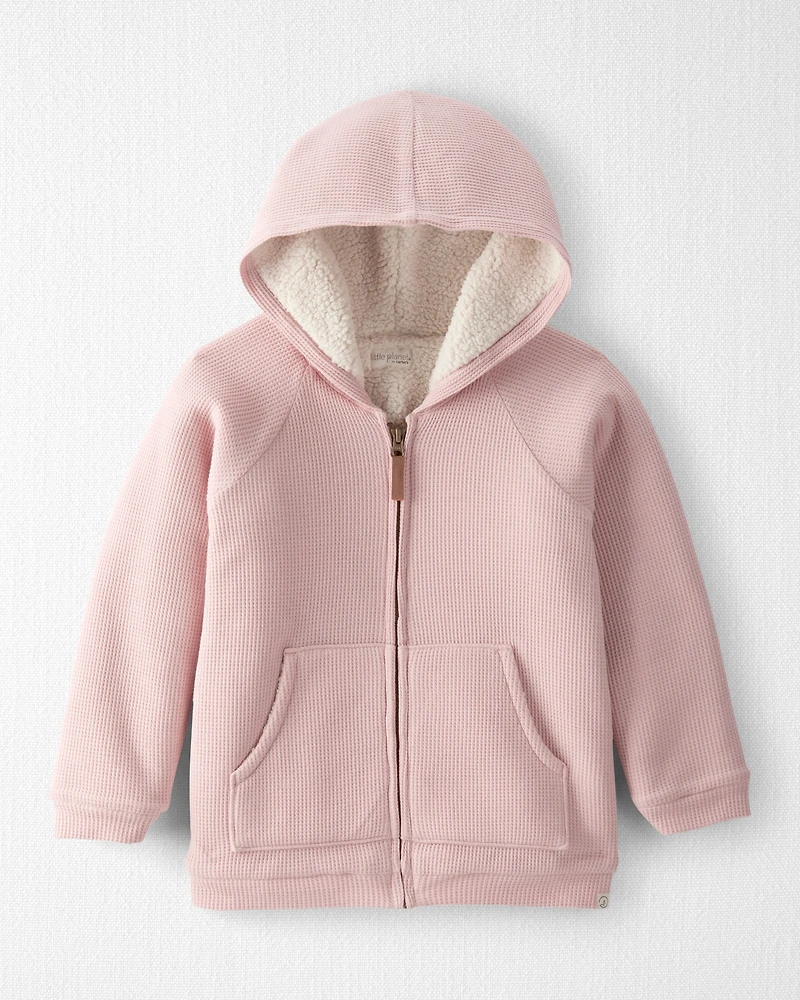 Girls Waffle Knit Hooded Jacket Made with Organic Cotton