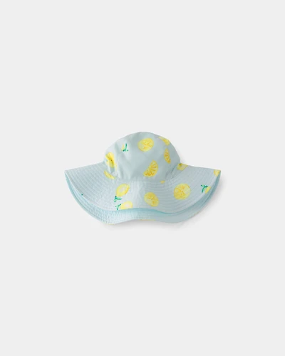 Toddler Girl Reversible Lemon Swim Hat - Blue