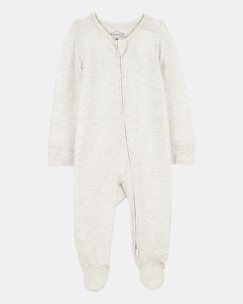 Baby Solid 2-Way Zip PurelySoft Sleeper Pyjamas - Grey
