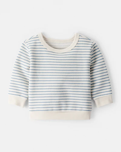 Baby Boy Stripe Fleece Pullover Sweatshirt - Blue
