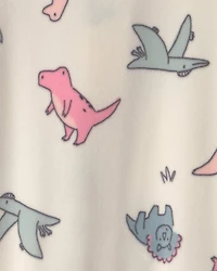 Baby Girl Dinosaur Fleece 2-Way Zip Sleeper - Cream