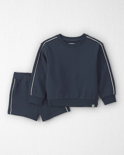 Toddler 2-Piece Organic Cotton Pullover & Short Set Navy